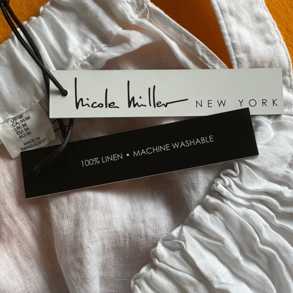 Nicole Miller White 100% Linen Blouse in Size M, NWT - Picture 12 of 13